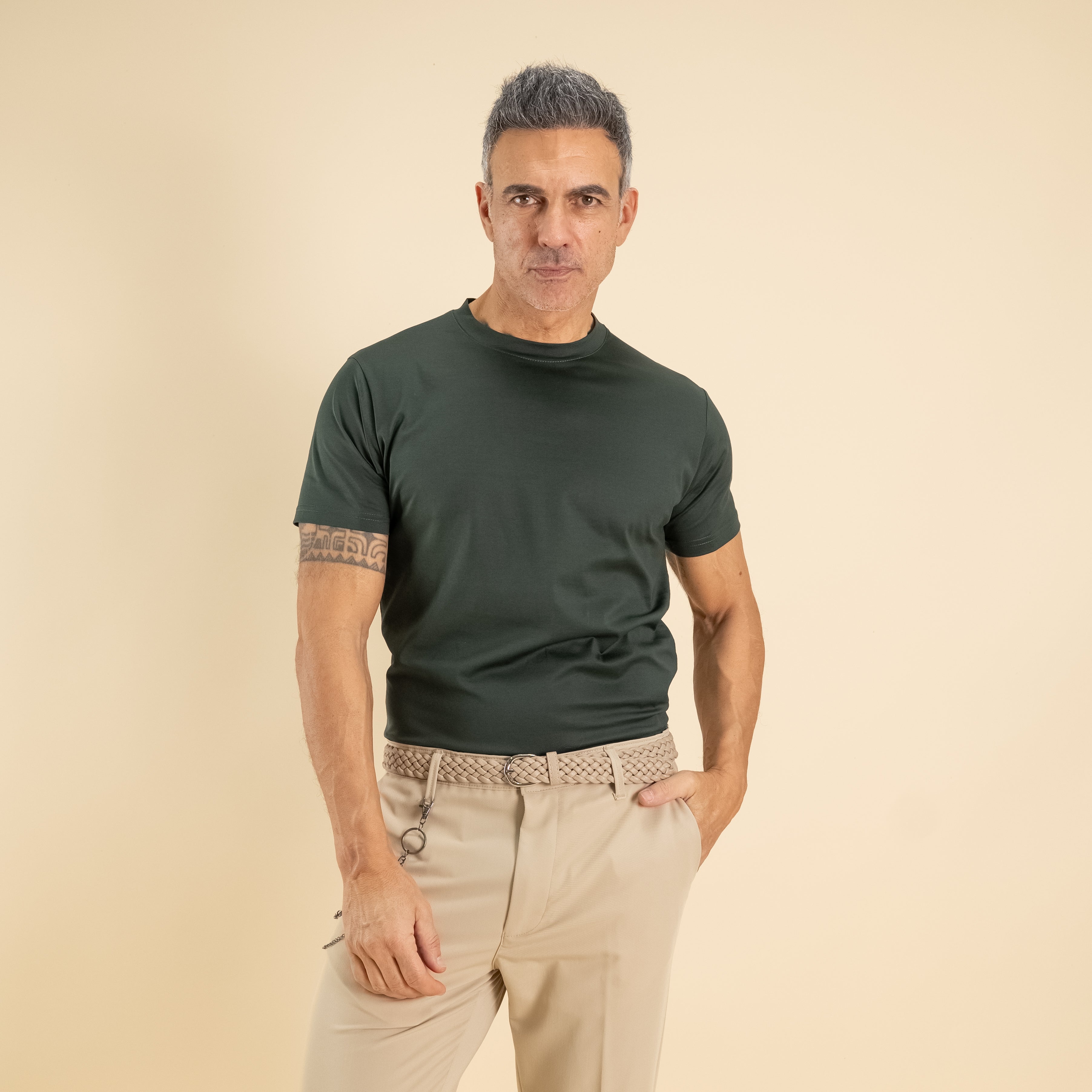 T-shirt in Filo di Scozia - Militare