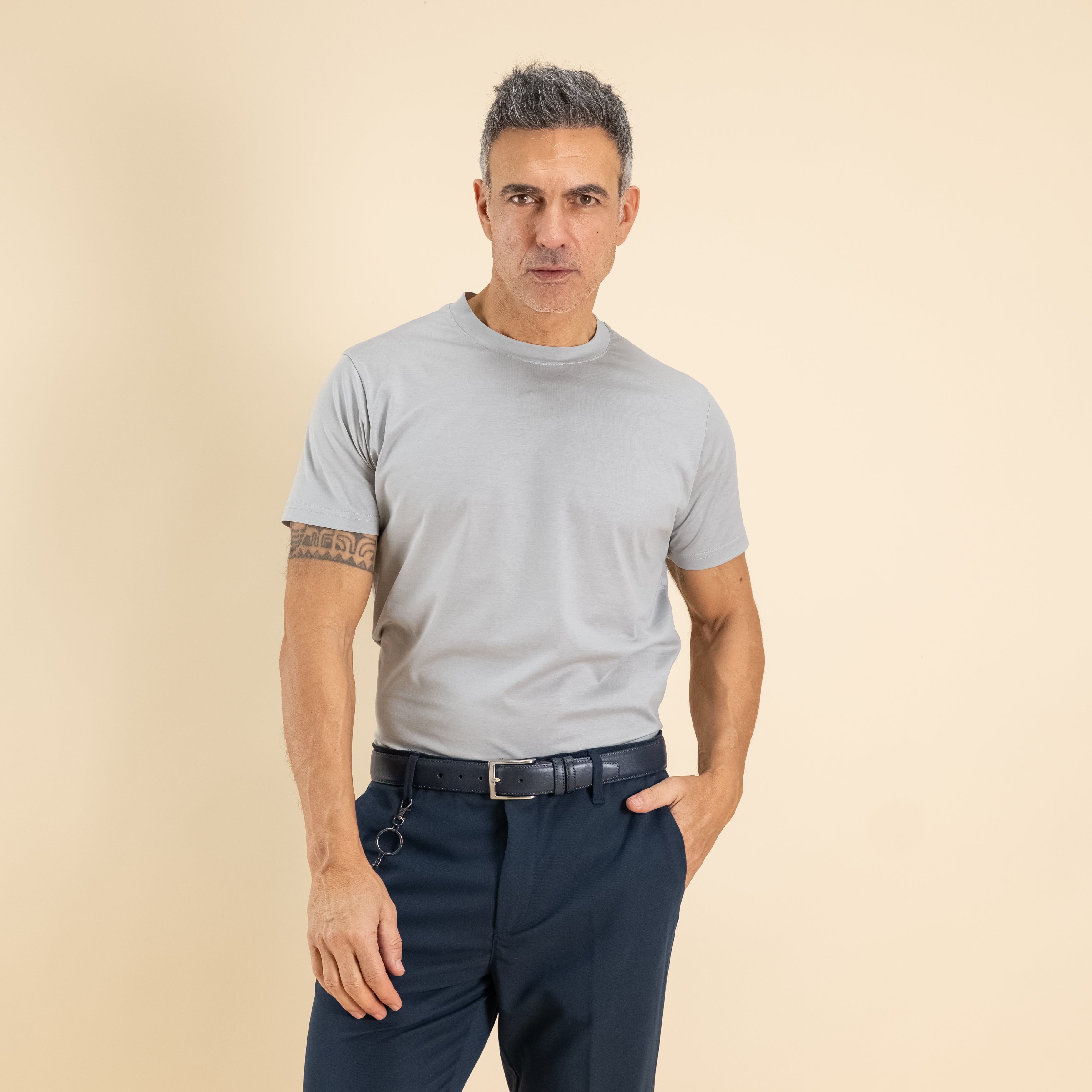 T-shirt in Filo di Scozia - Grigio Perla