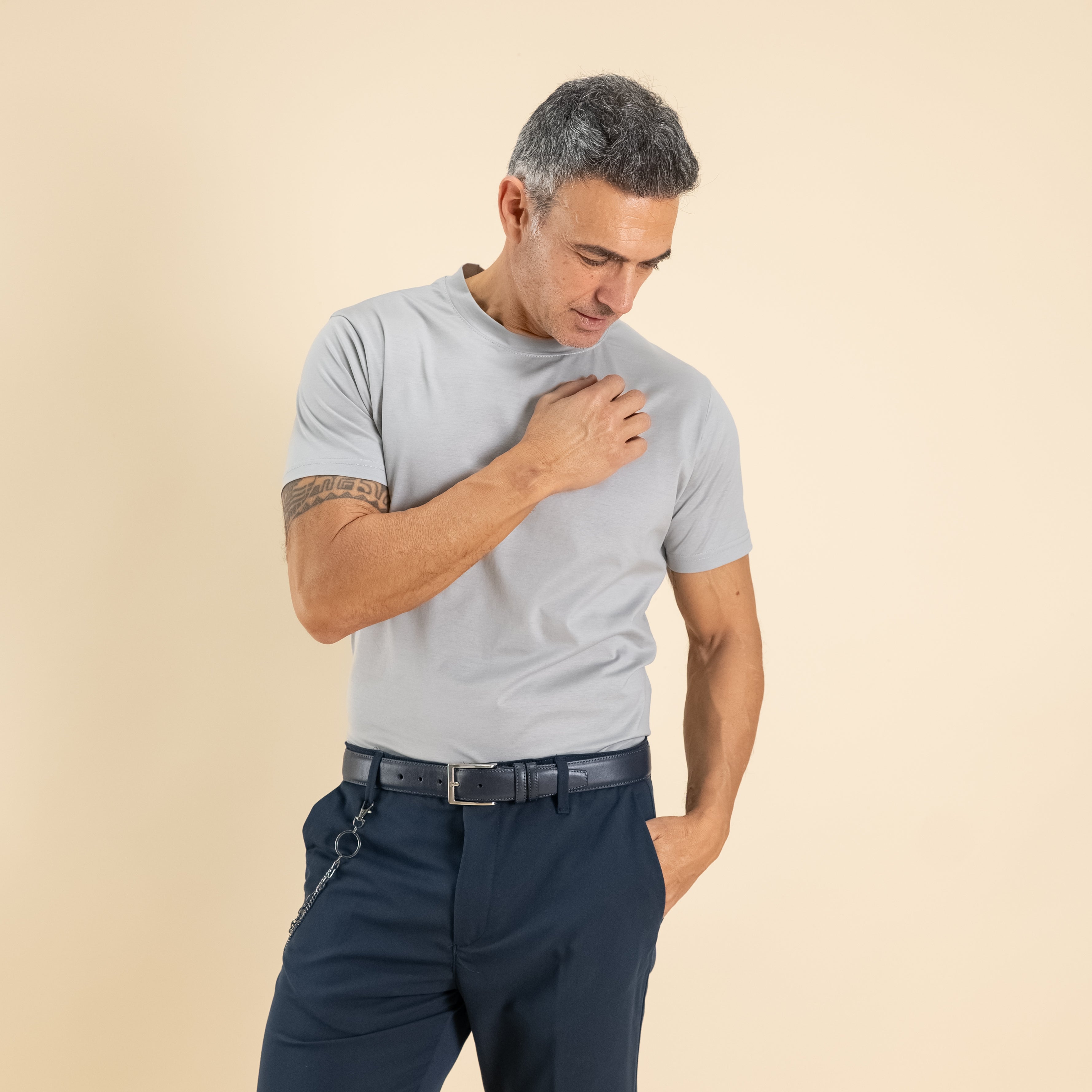 T-shirt in Filo di Scozia - Grigio Perla