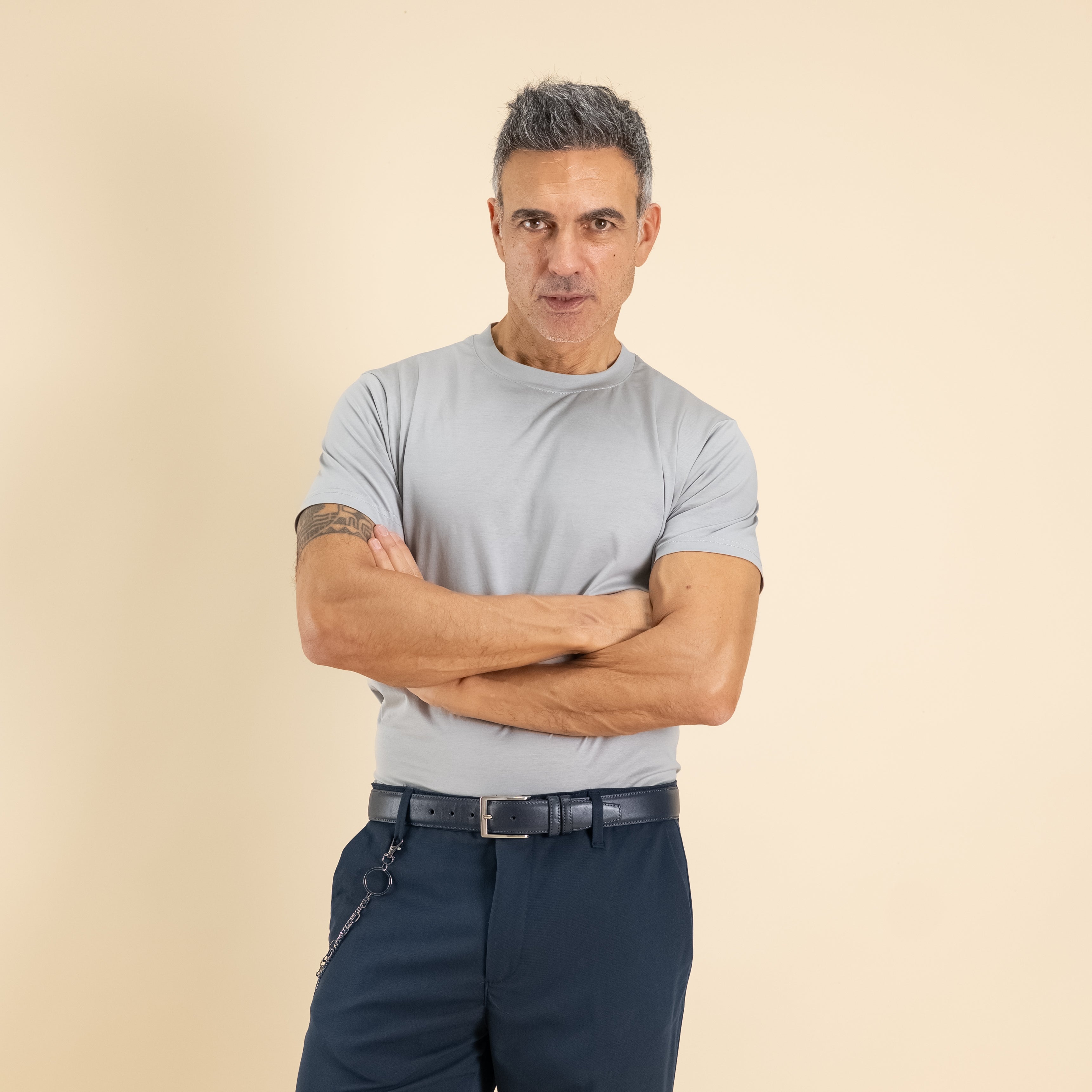 T-shirt in Filo di Scozia - Grigio Perla