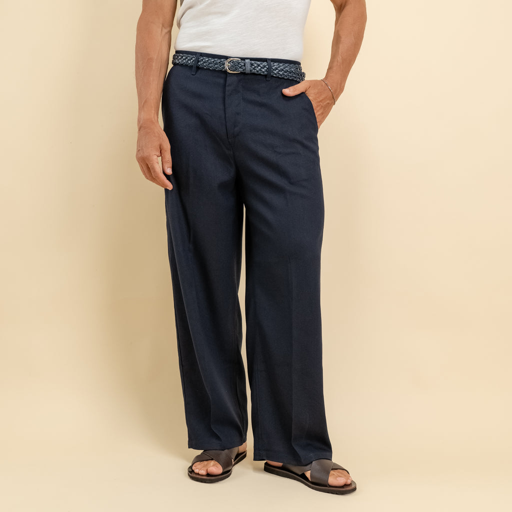 Pantalone balloon in misto lino - Blu