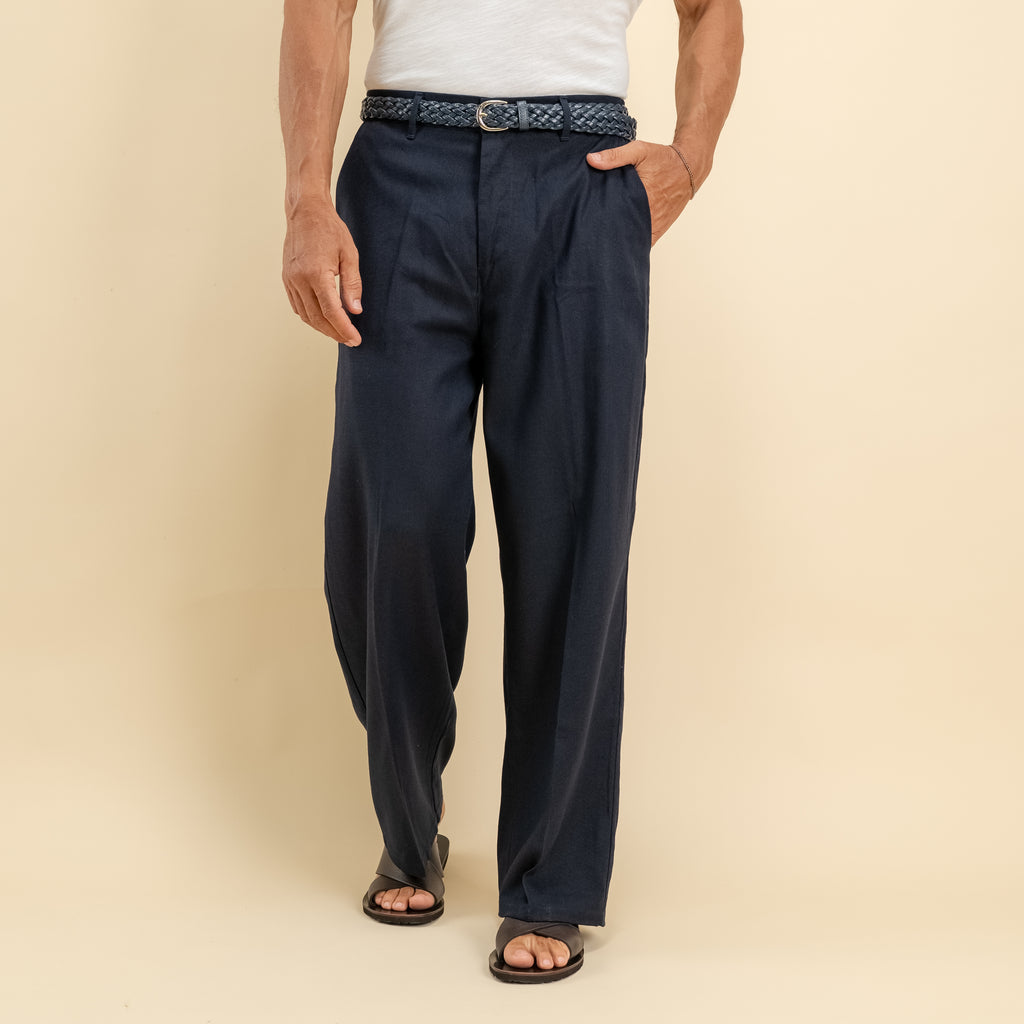 Pantalone balloon in misto lino - Blu