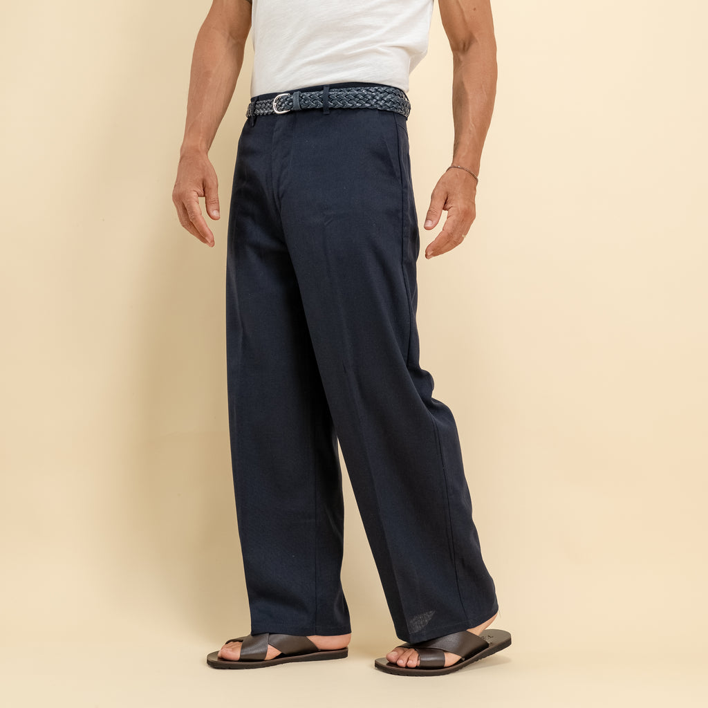 Pantalone balloon in misto lino - Blu