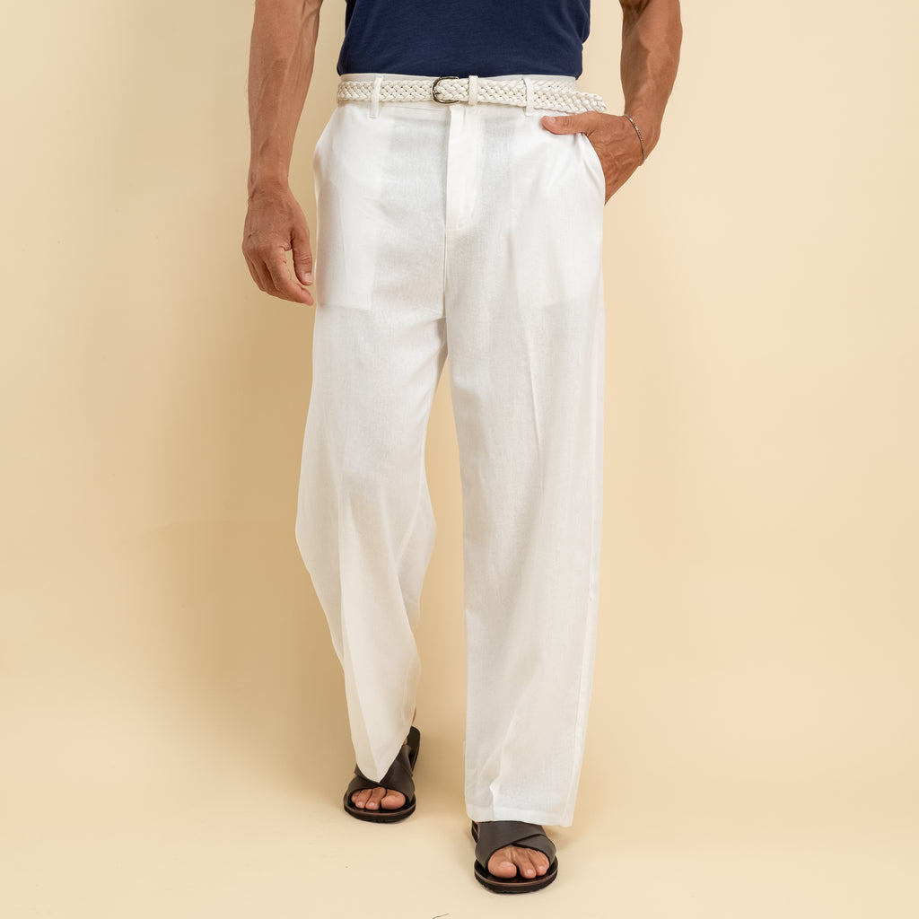 Pantalone balloon in misto lino - Bianco