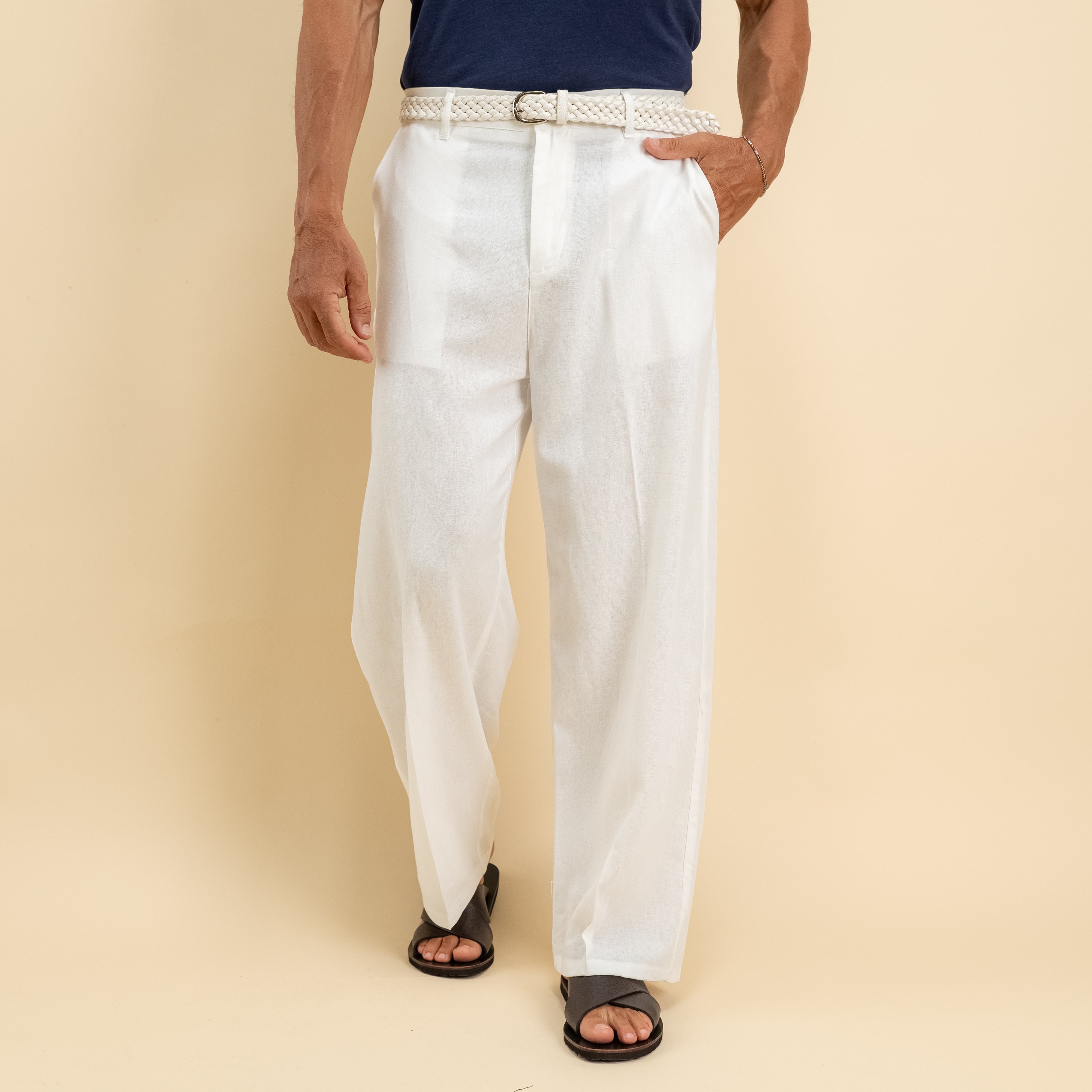 Pantalone balloon in misto lino - Bianco