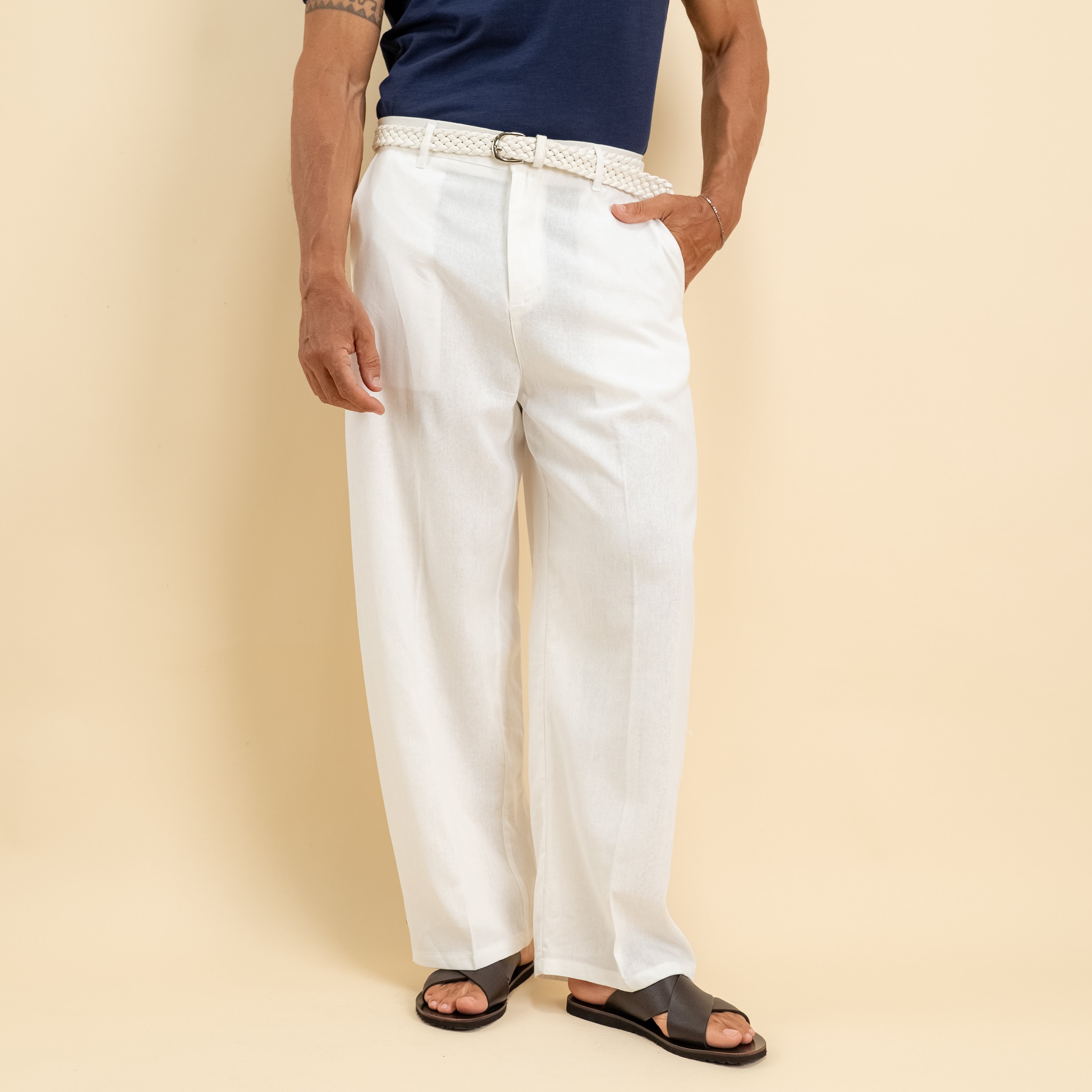 Pantalone balloon in misto lino - Bianco