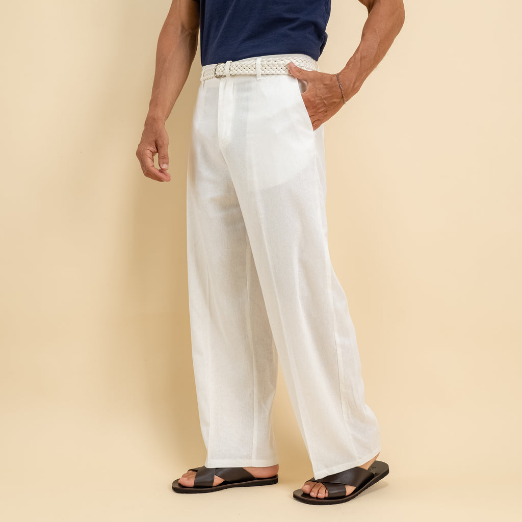 Pantalone balloon in misto lino - Bianco