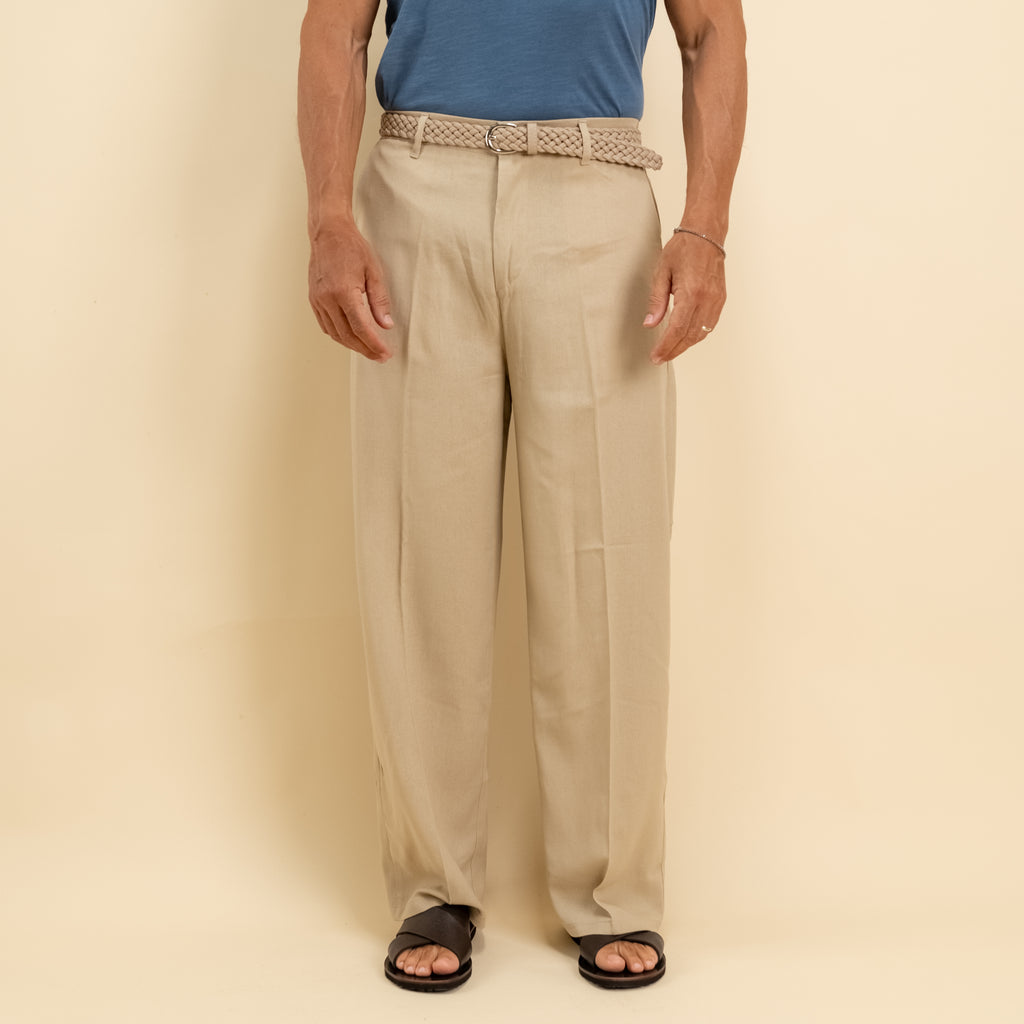 Pantalone balloon in misto lino - Beige