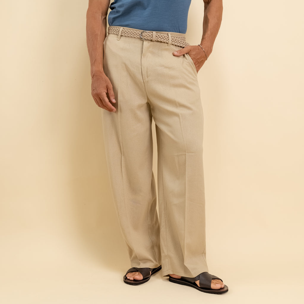Pantalone balloon in misto lino - Beige