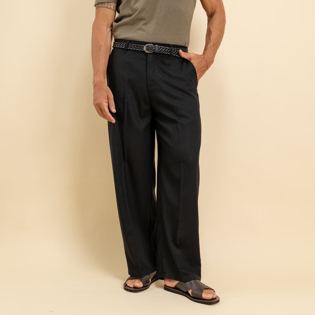 Pantalone balloon in misto lino - Nero
