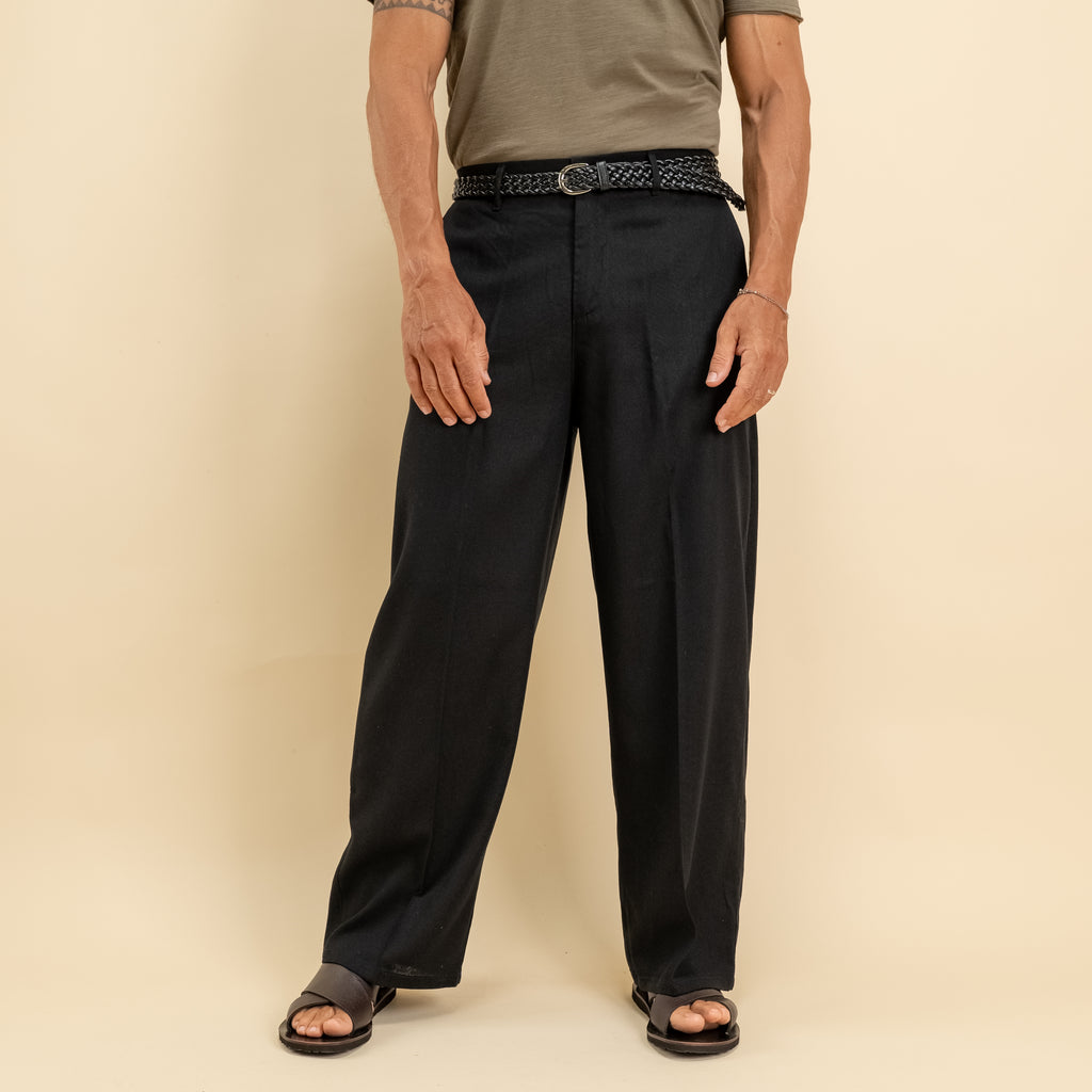 Pantalone balloon in misto lino - Nero