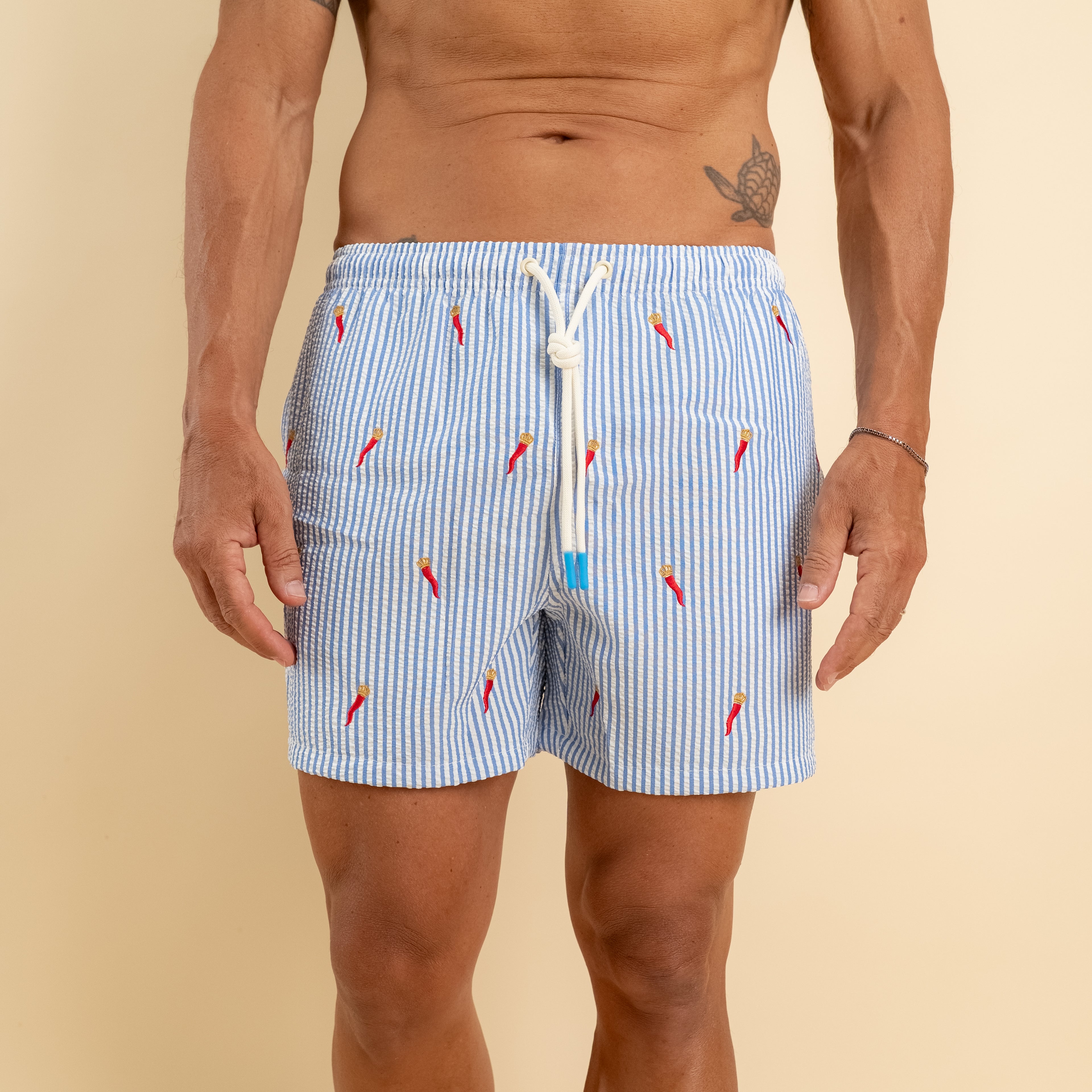 Costume da bagno a righe fantasia peperoncini