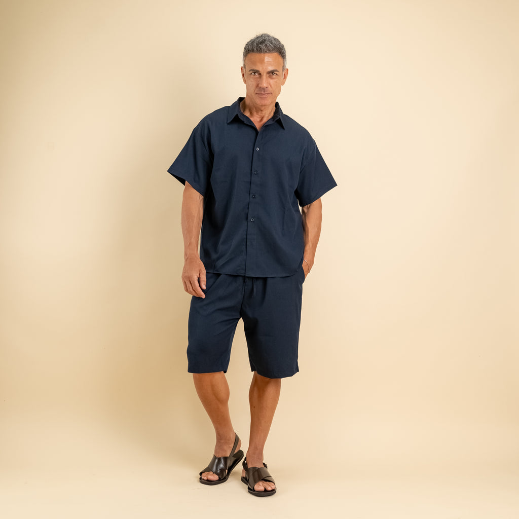 Coordinato con camicia e pantaloncino - Blu
