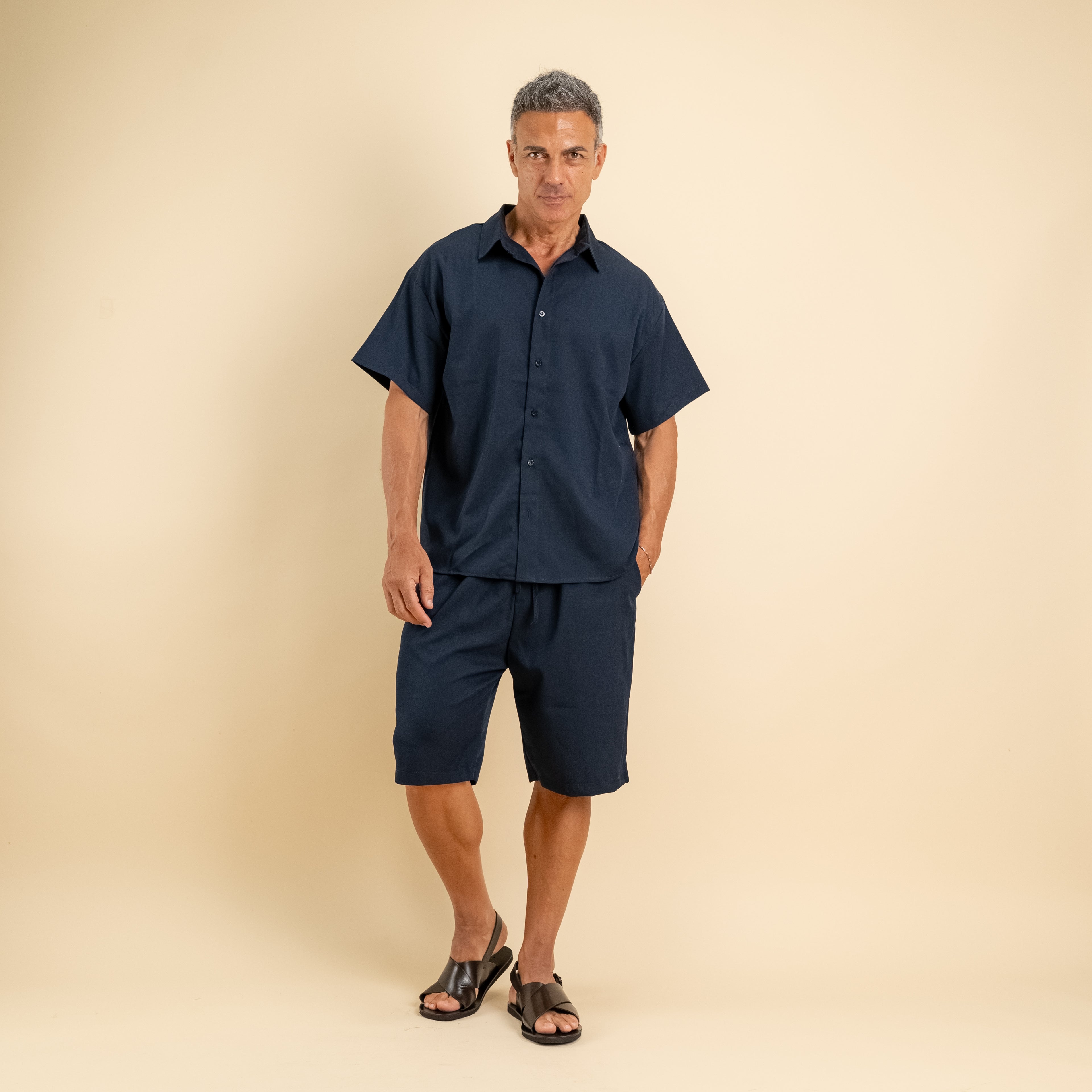 Coordinato con camicia e pantaloncino - Blu