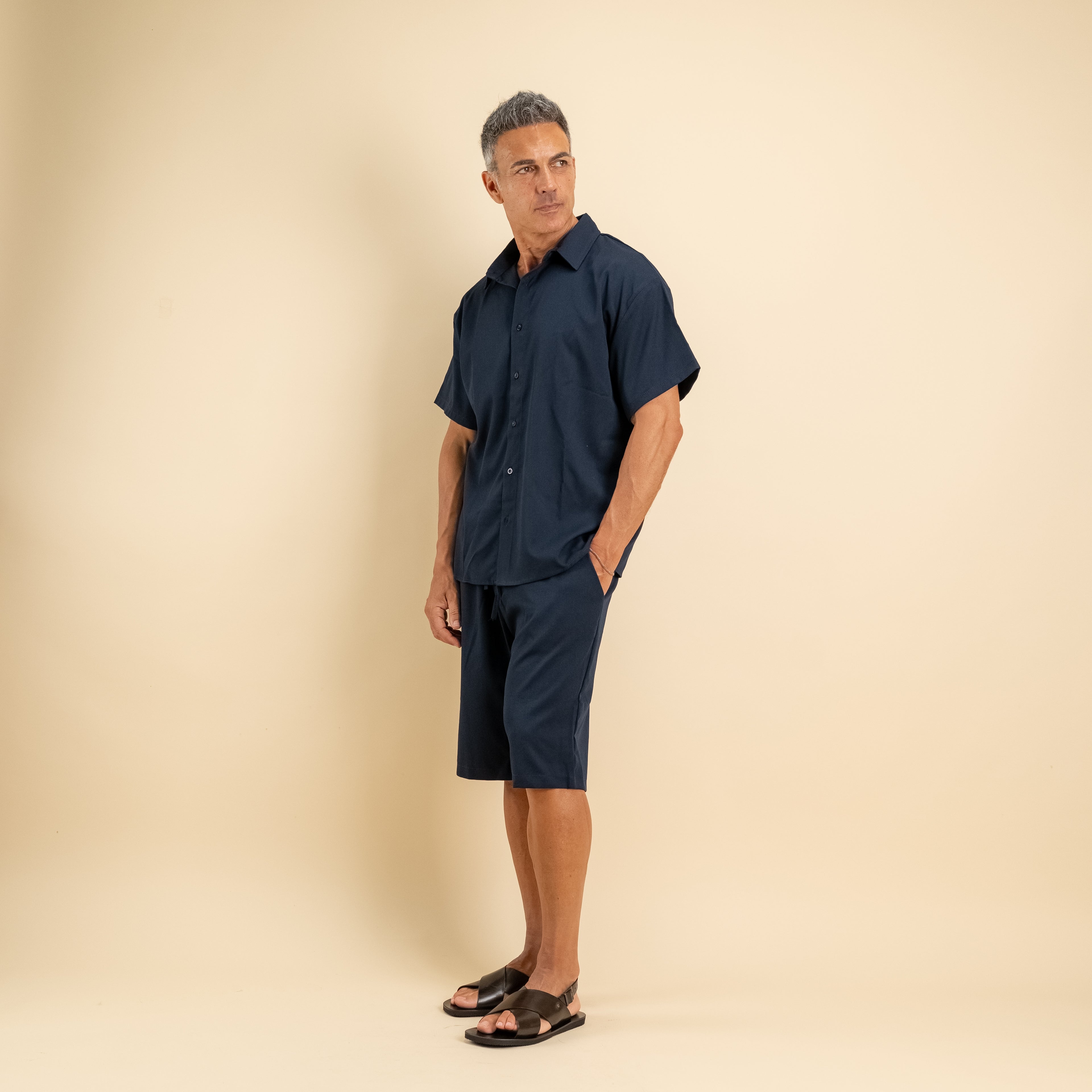 Coordinato con camicia e pantaloncino - Blu