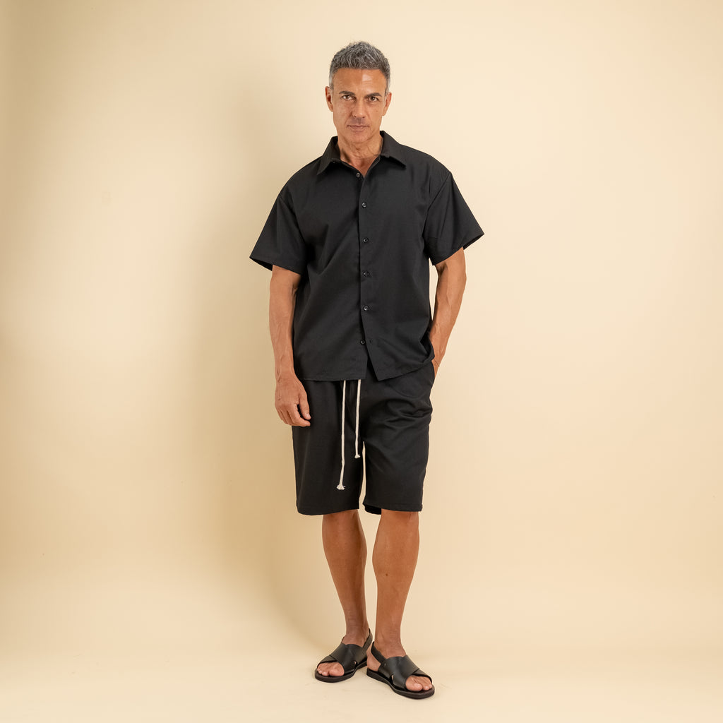 Coordinato con camicia e pantaloncino - Nero