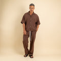 Coordinato camicione e pantalaccio in misto cotone - Moro