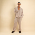 Coordinato effetto lino camicia coreana - Beige