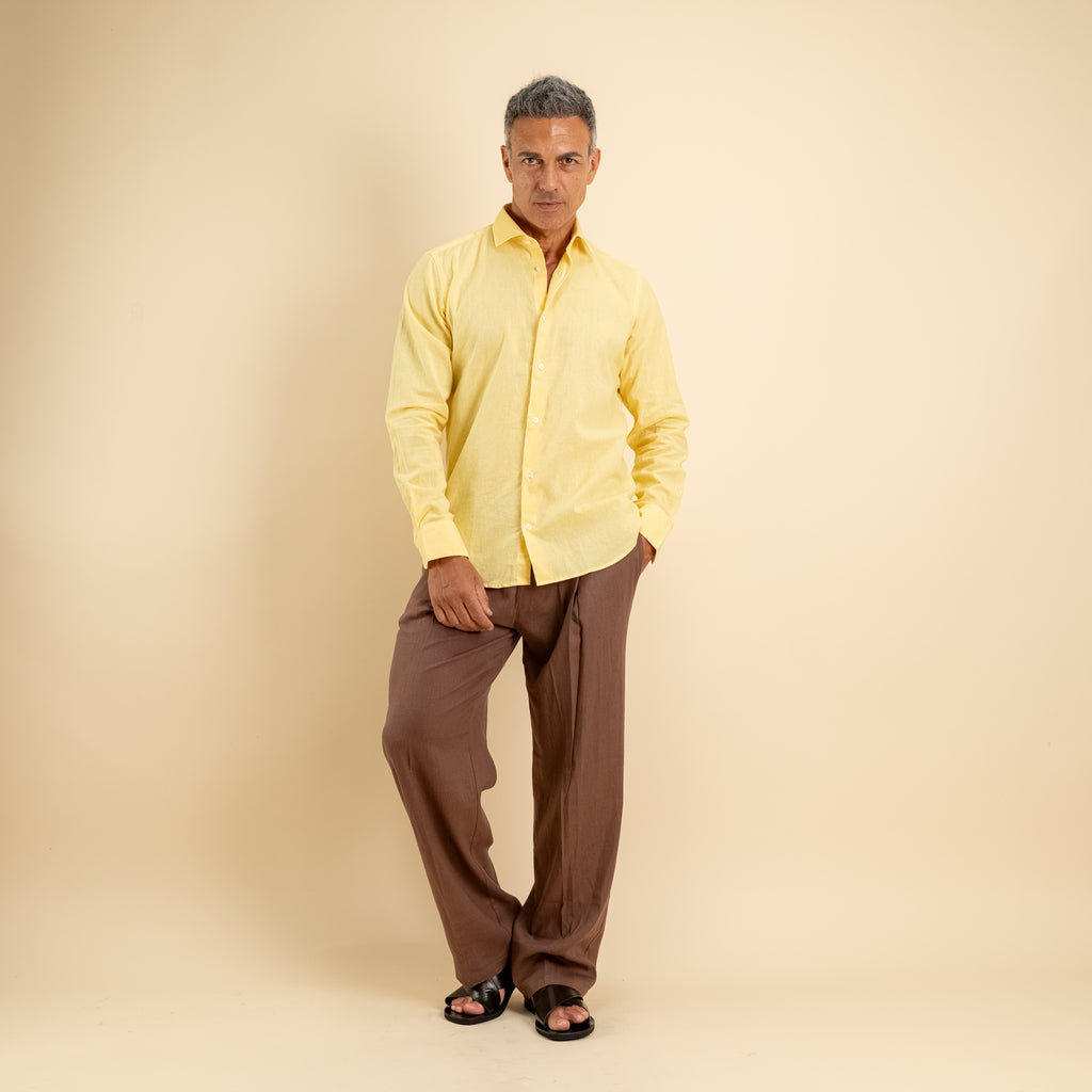 Camicia sartoriale 100% Lino - Giallo