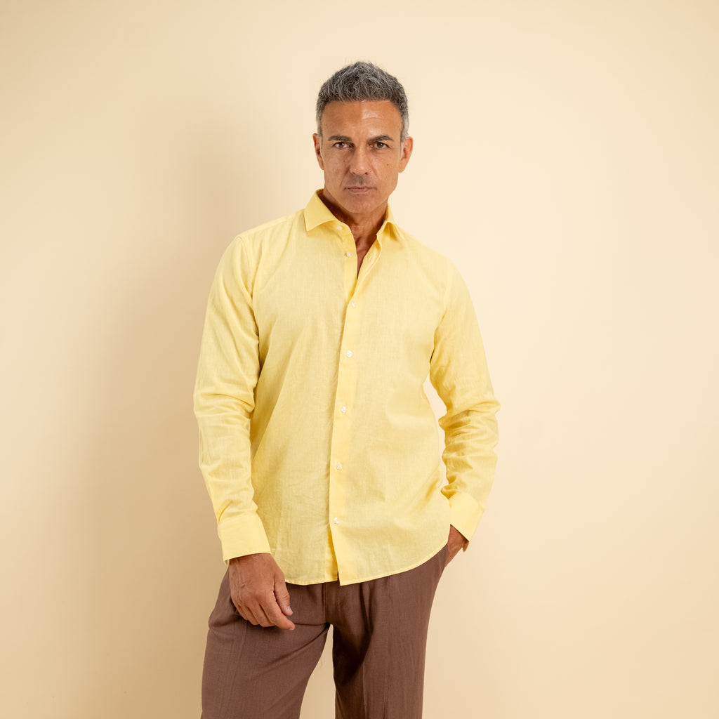 Camicia sartoriale 100% Lino - Giallo