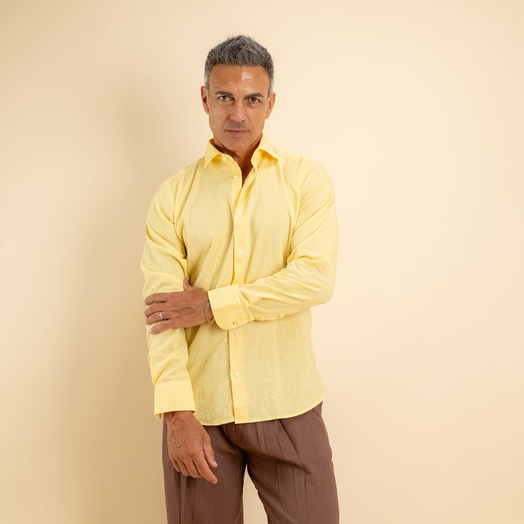 Camicia sartoriale 100% Lino - Giallo