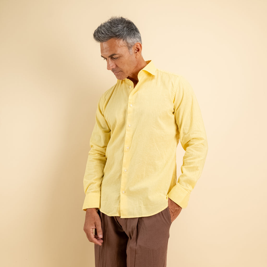 Camicia sartoriale 100% Lino - Giallo
