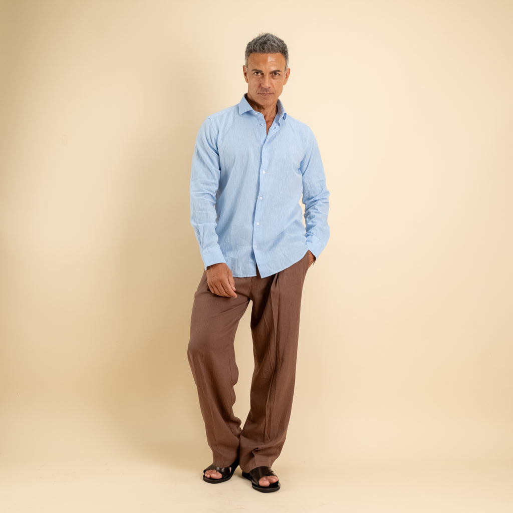Camicia sartoriale 100% Lino - Cielo