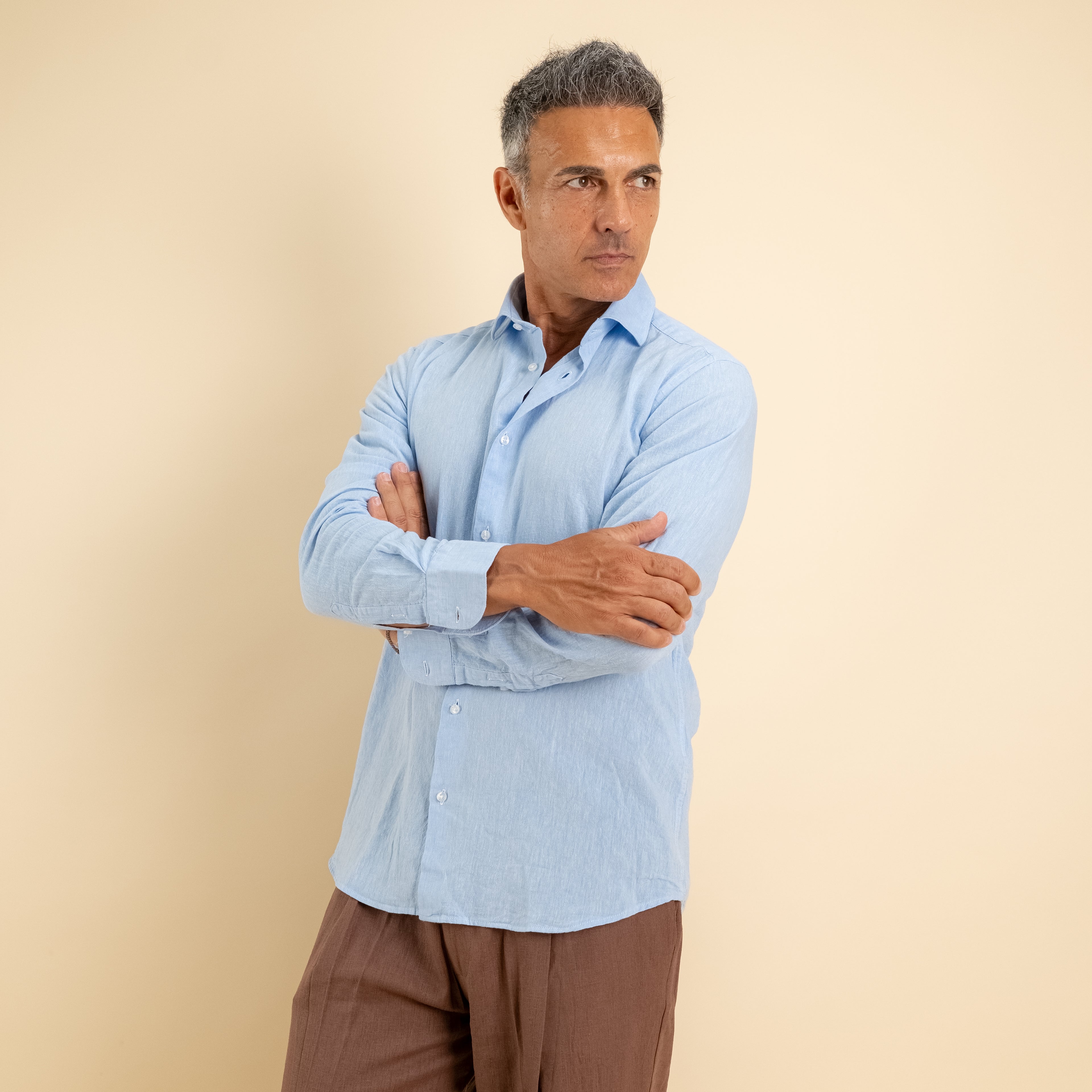 Camicia sartoriale 100% Lino - Cielo