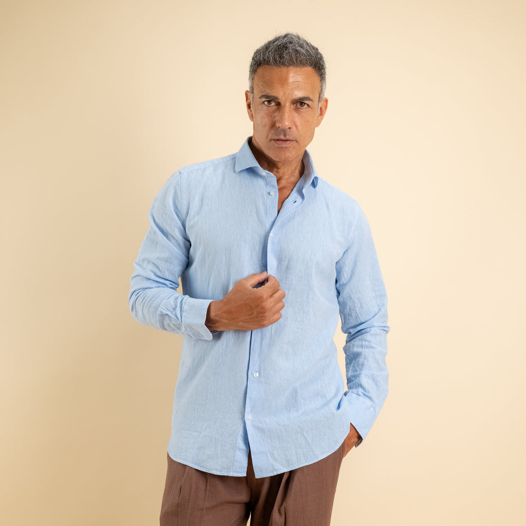 Camicia sartoriale 100% Lino - Cielo