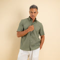 Camicia manica corta 100% Lino - Militare