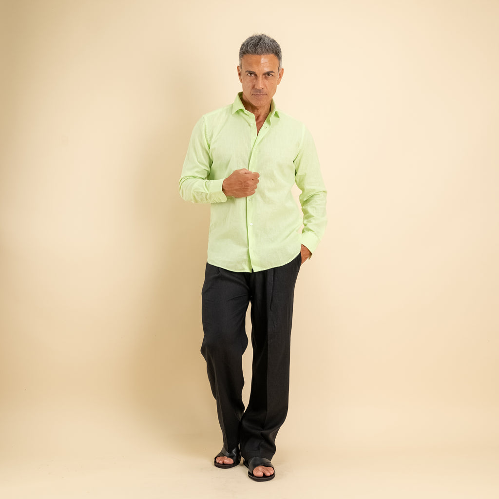 Camicia sartoriale 100% Lino - Verde Lime