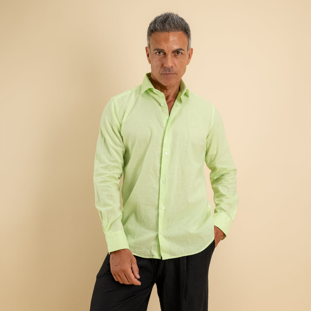 Camicia sartoriale 100% Lino - Verde Lime