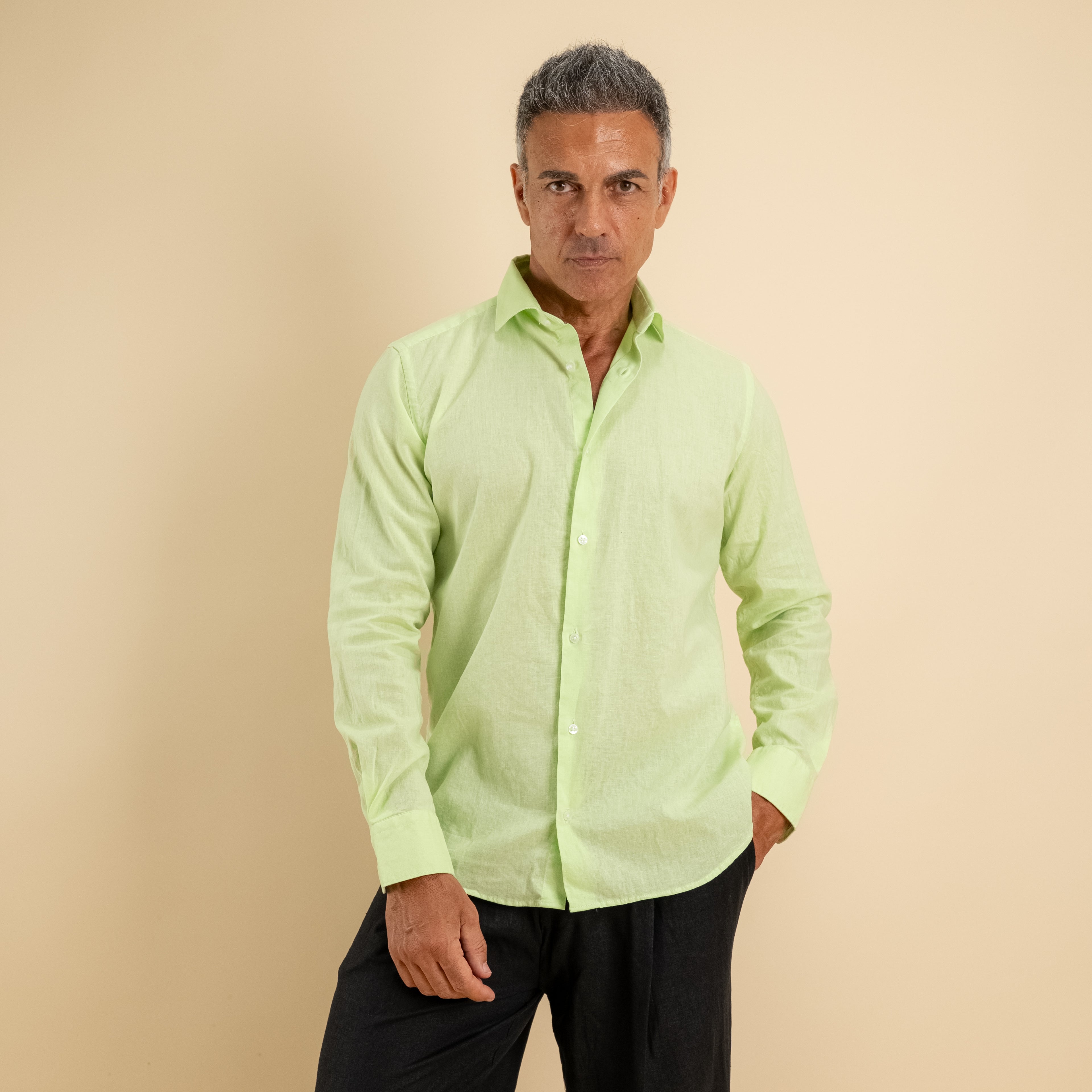 Camicia sartoriale 100% Lino - Verde Lime