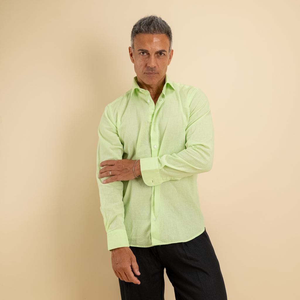Camicia sartoriale 100% Lino - Verde Lime