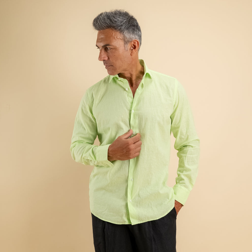 Camicia sartoriale 100% Lino - Verde Lime