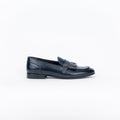 Mocassino in Pelle con Frangia e Fibbia - Blu