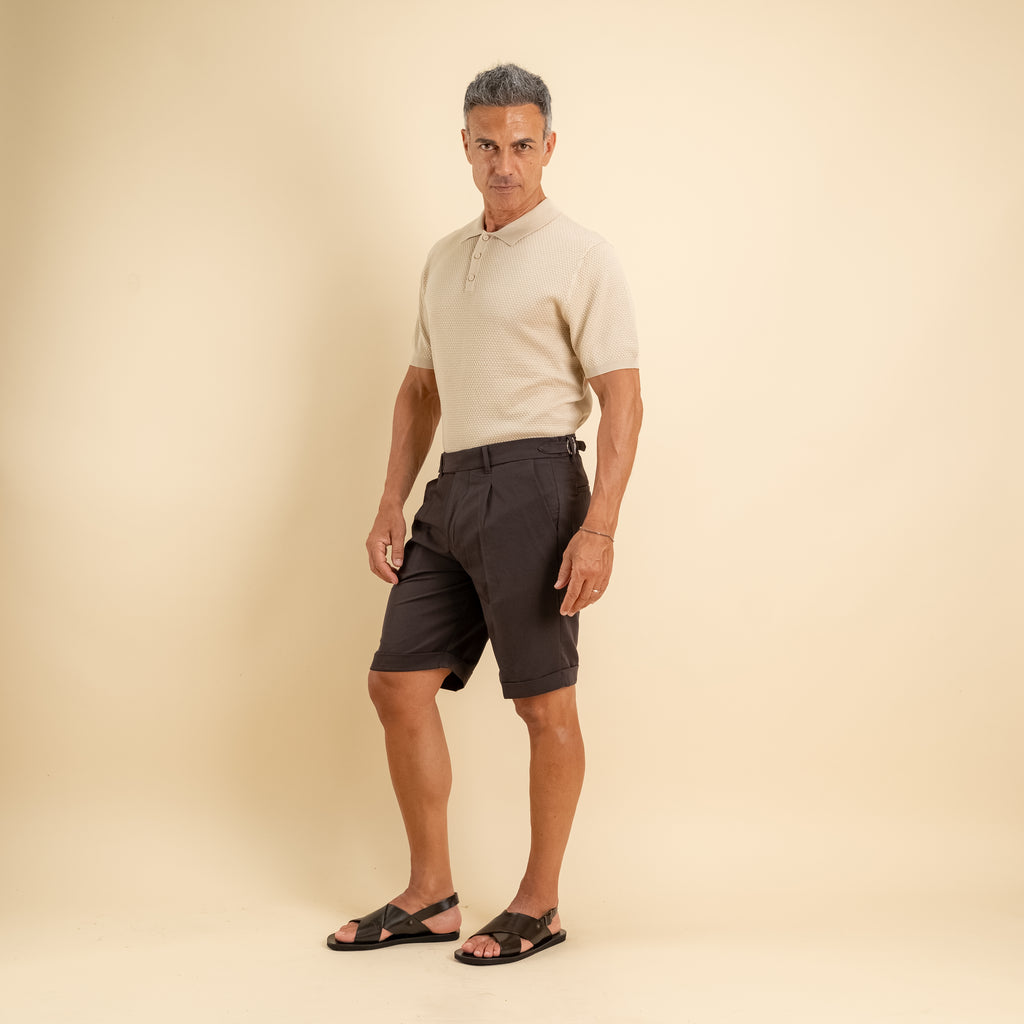 Polo nido d'ape traforata - Beige