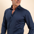 Camicia sartoriale in Filo di Scozia - Blu