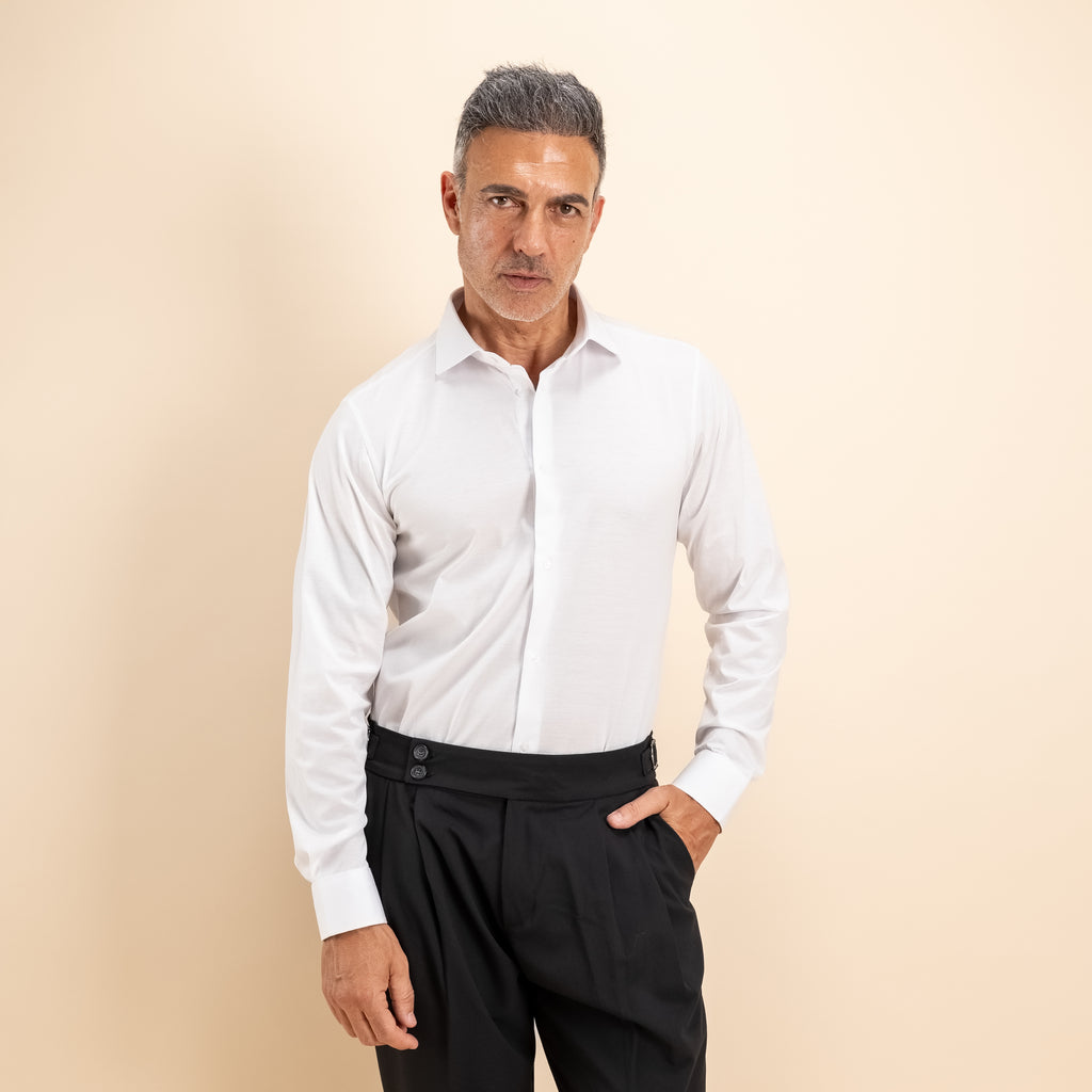 Camicia sartoriale in Filo di Scozia - Bianco