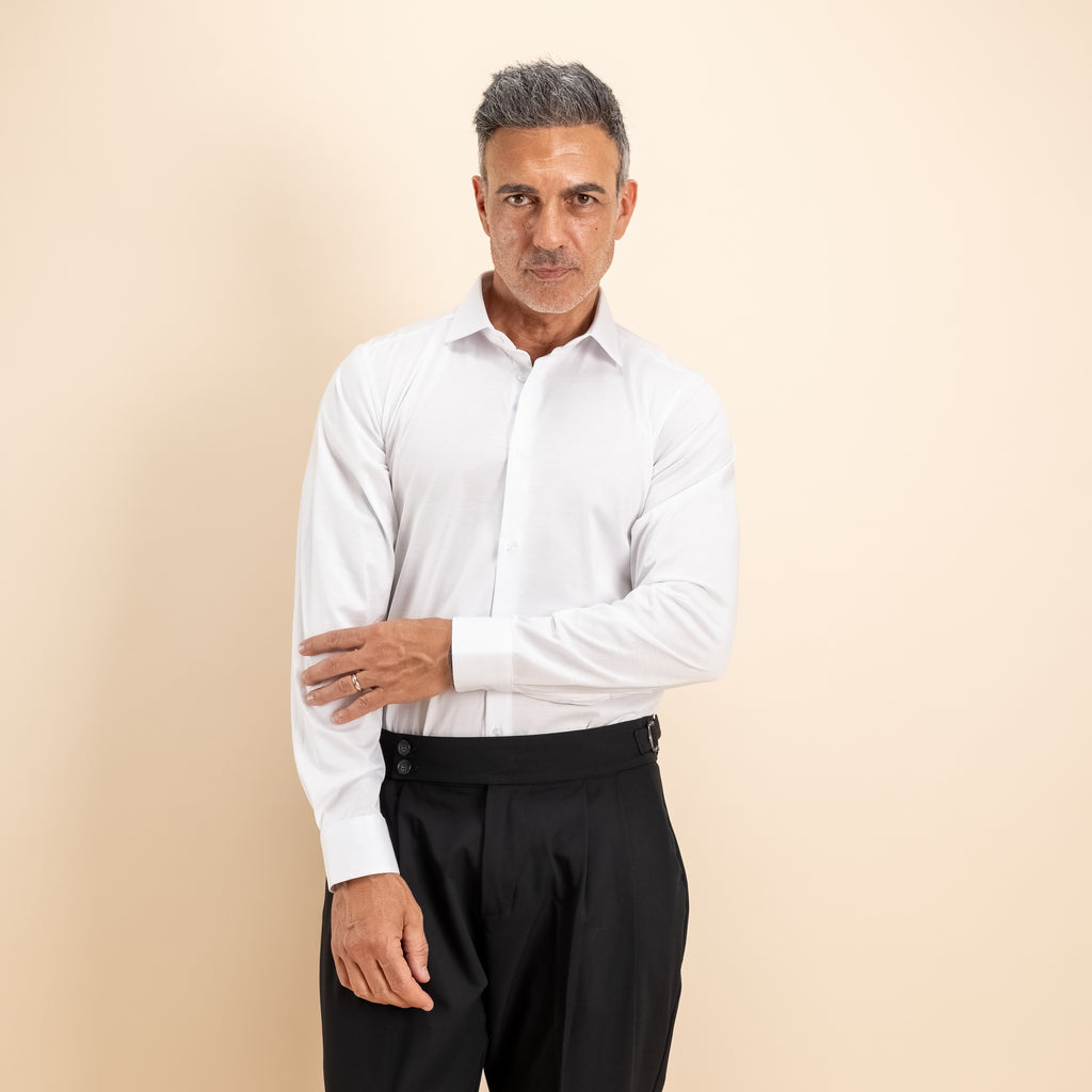 Camicia sartoriale in Filo di Scozia - Bianco