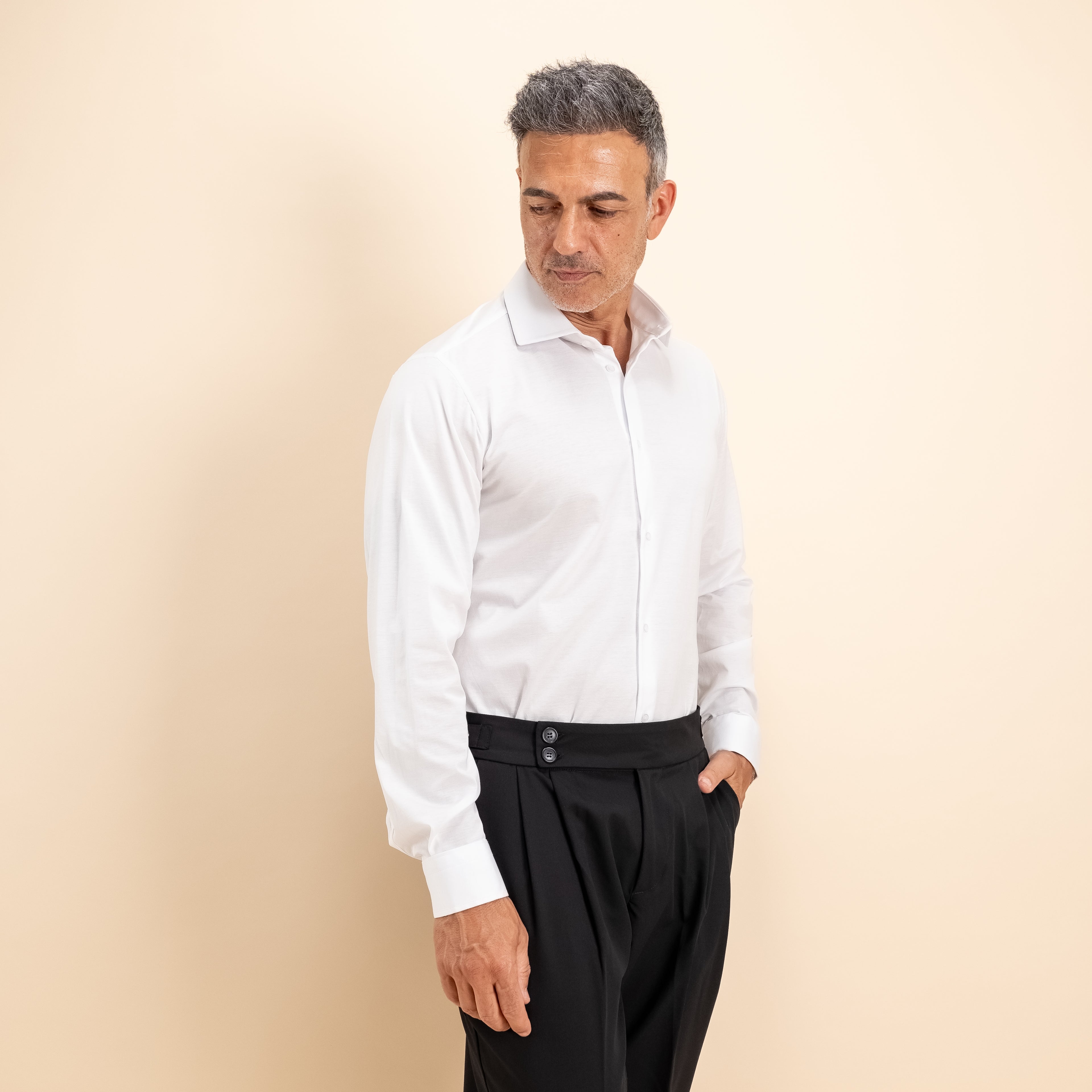 Camicia sartoriale in Filo di Scozia - Bianco