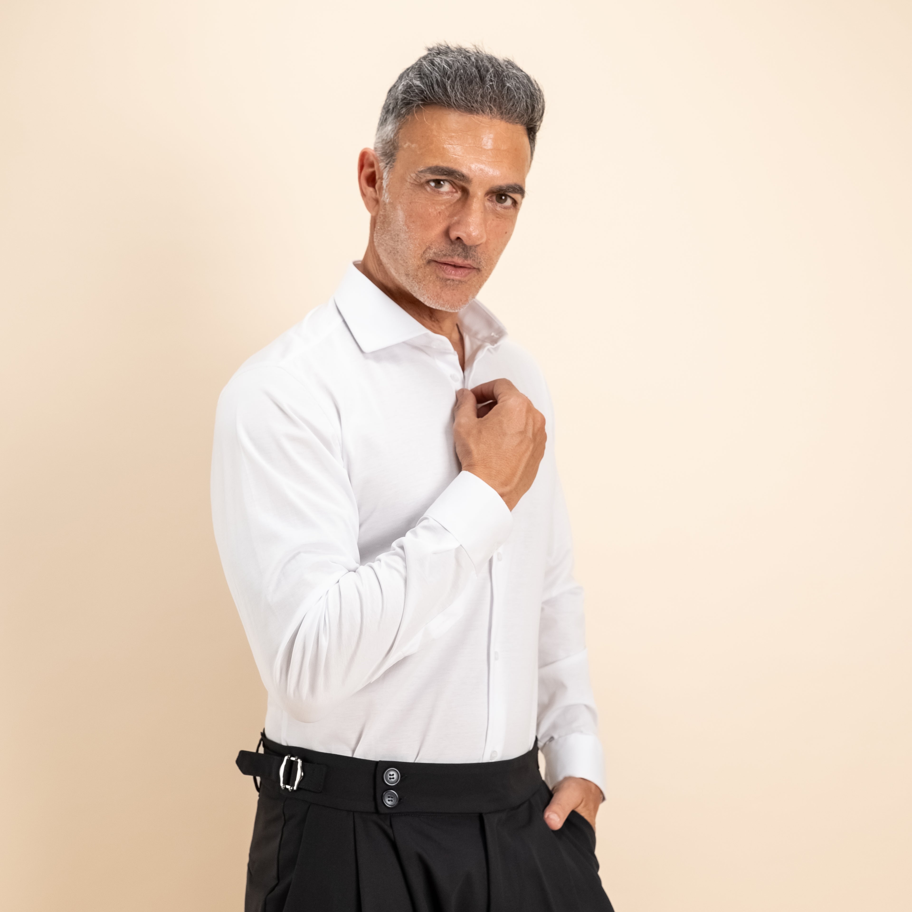 Camicia sartoriale in Filo di Scozia - Bianco