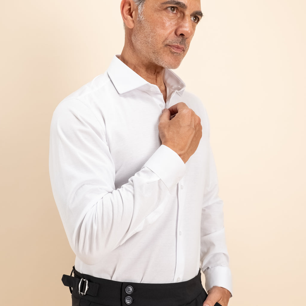 Camicia sartoriale in Filo di Scozia - Bianco