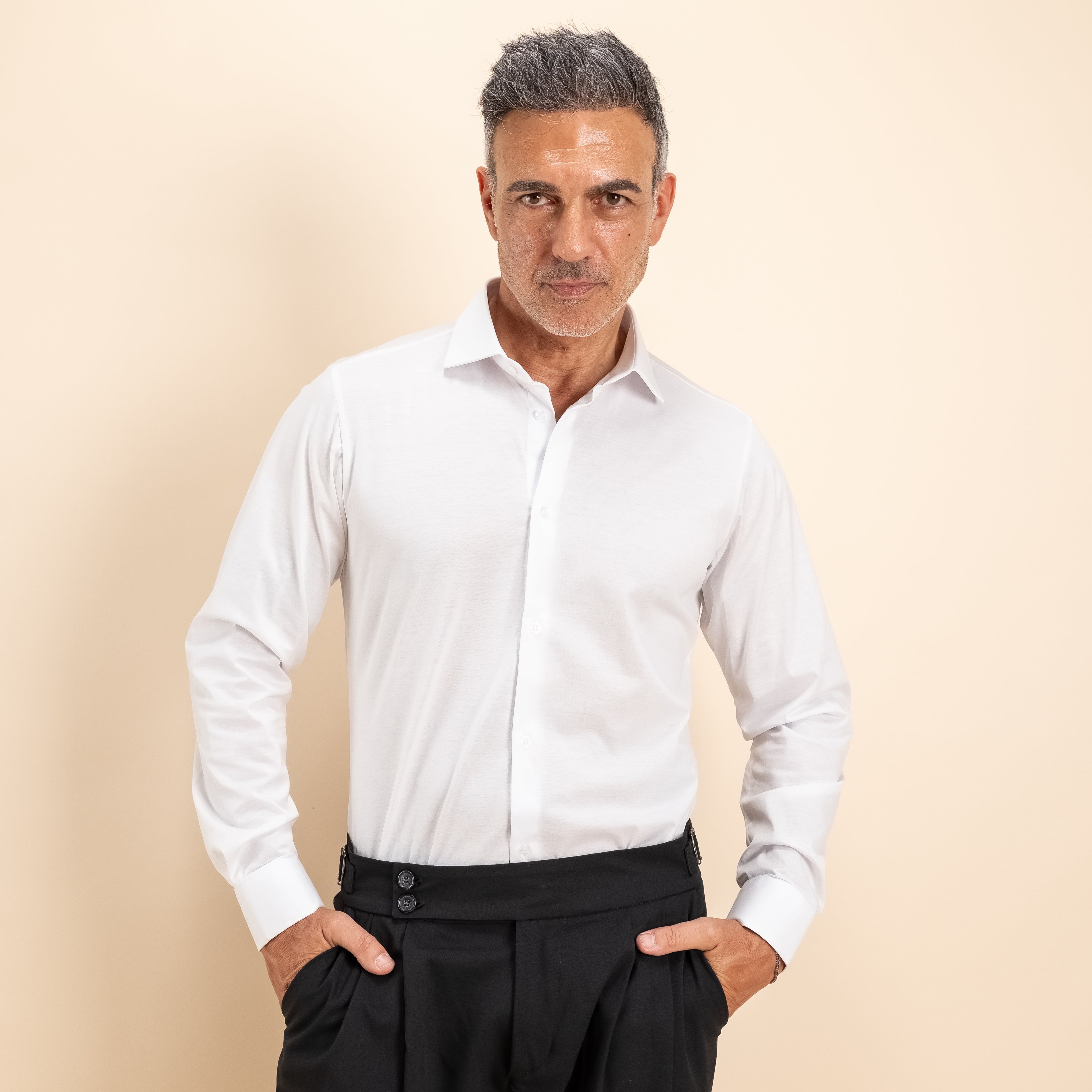 Camicia sartoriale in Filo di Scozia - Bianco
