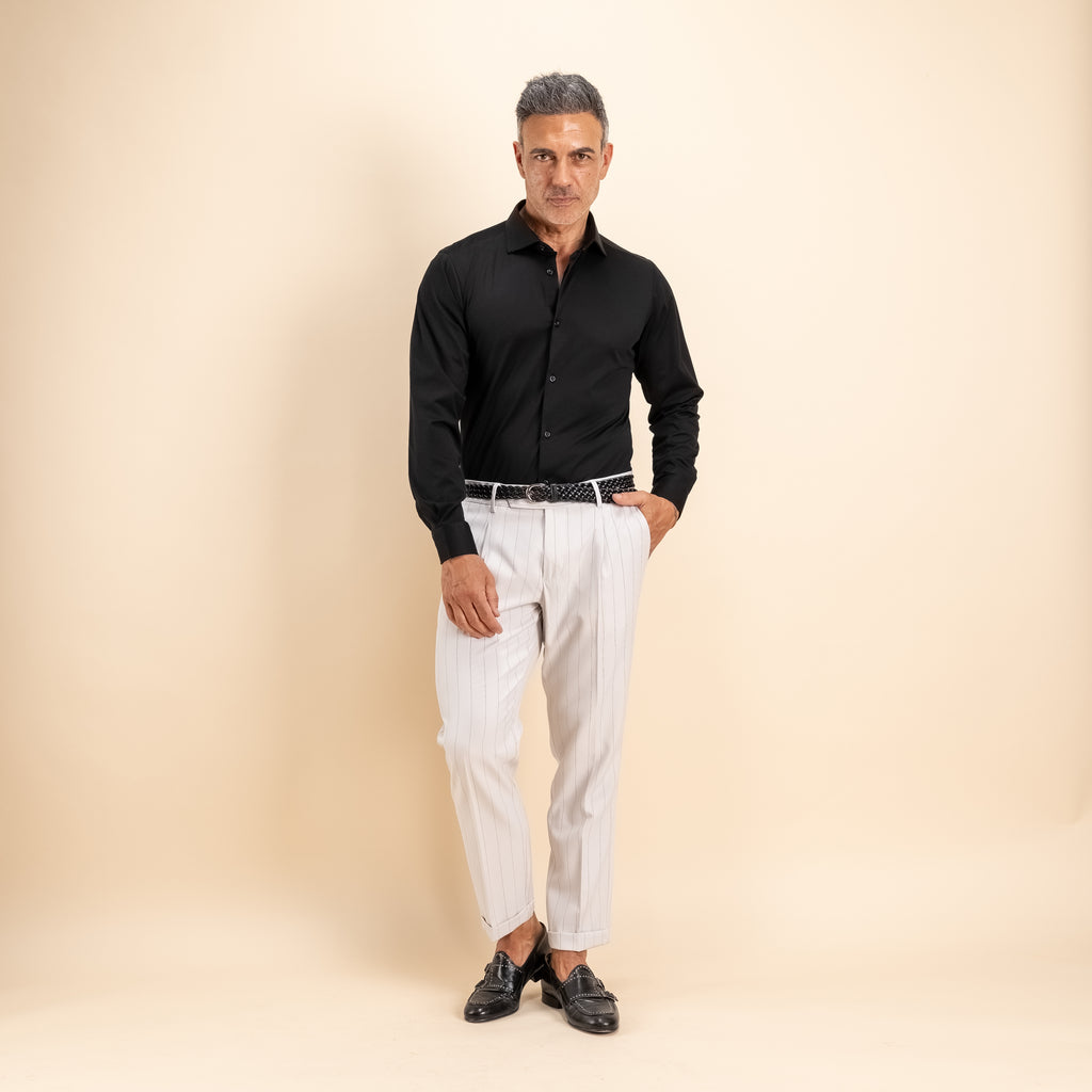 Camicia sartoriale in Filo di Scozia - Nero