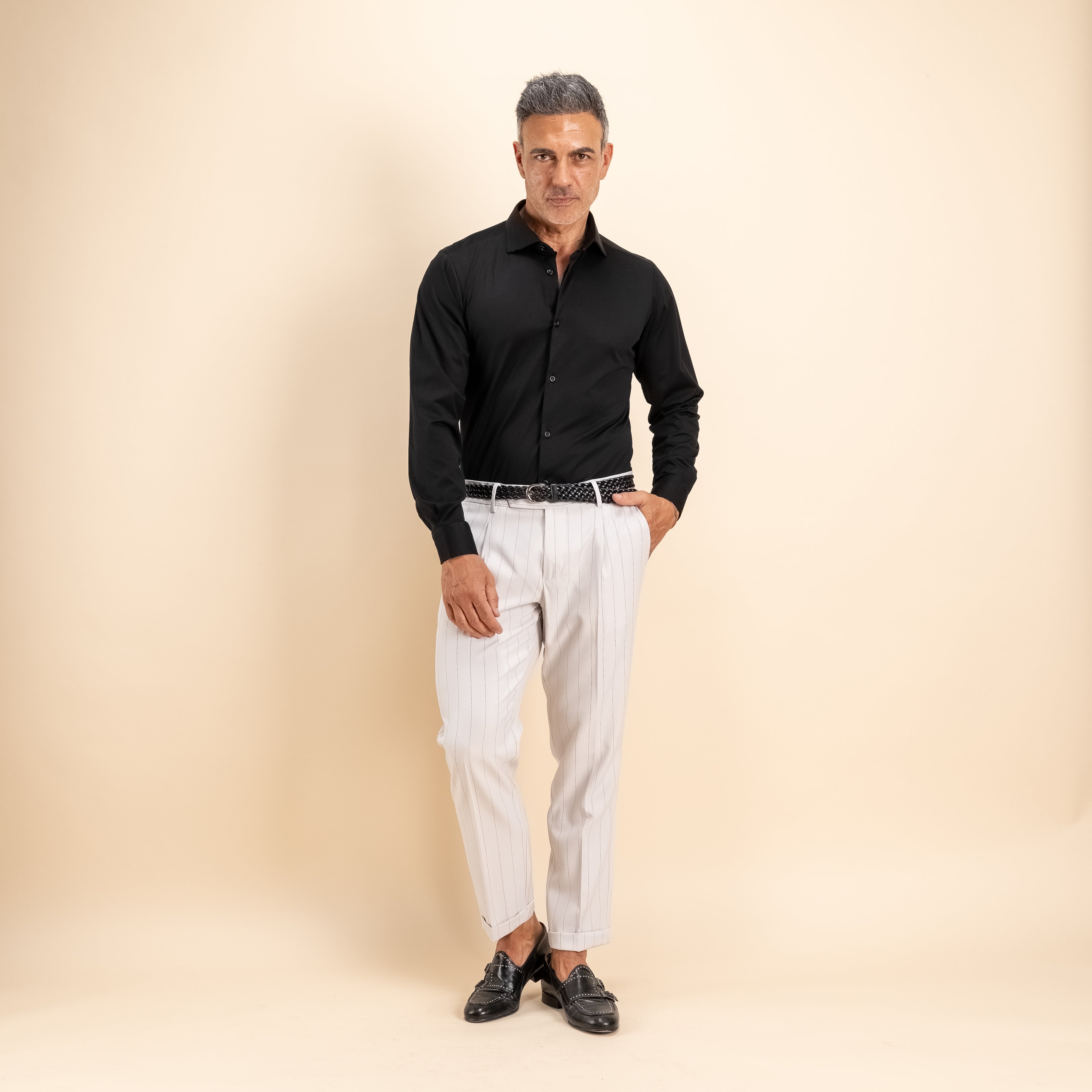 Camicia sartoriale in Filo di Scozia - Nero