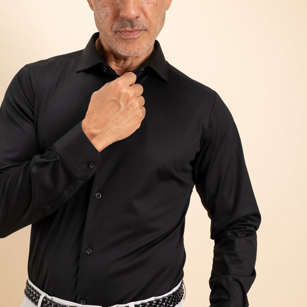 Camicia sartoriale in Filo di Scozia - Nero