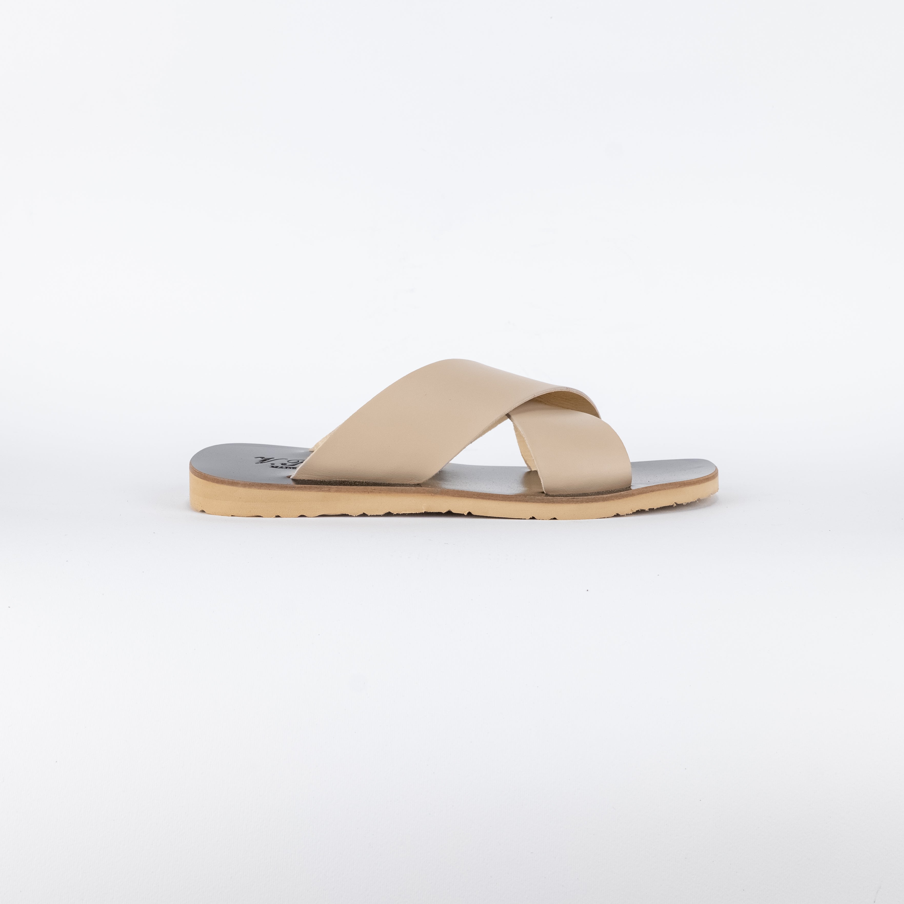 Sandalo con doppia fascia intrecciata pelle - Beige