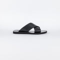 Braided double-strap leather sandal - Black