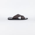 Braided Double Strap Leather Sandal - Dark Brown